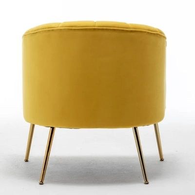 Murrow 1 Seater Fabric Sofa Metal Leg Comfortable Seating Ideal for Living Room-Yellow - Image 4