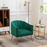 Murrow 1 Seater Fabric Sofa Metal Leg Comfortable Seating Ideal for Living Room-Green