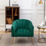Murrow 1 Seater Fabric Sofa Metal Leg Comfortable Seating Ideal for Living Room-Green