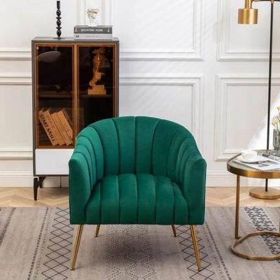 Murrow 1 Seater Fabric Sofa Metal Leg Comfortable Seating Ideal for Living Room-Green - Image 2