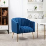 Murrow 1 Seater Fabric Sofa Metal Leg Comfortable Seating Ideal for Living Room-Blue