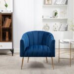 Murrow 1 Seater Fabric Sofa Metal Leg Comfortable Seating Ideal for Living Room-Blue
