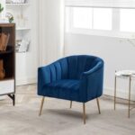 Murrow 1 Seater Fabric Sofa Metal Leg Comfortable Seating Ideal for Living Room-Blue