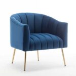 Murrow 1 Seater Fabric Sofa Metal Leg Comfortable Seating Ideal for Living Room-Blue