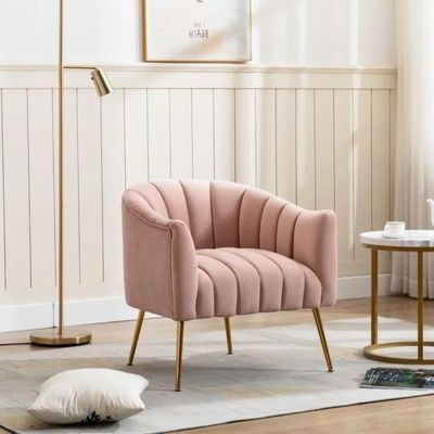 Murrow 1 Seater Fabric Sofa Metal Leg Comfortable Seating Ideal for Living Room-Pink