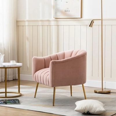 Murrow 1 Seater Fabric Sofa Metal Leg Comfortable Seating Ideal for Living Room-Pink - Image 3