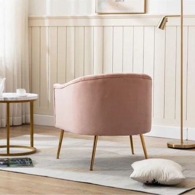 Murrow 1 Seater Fabric Sofa Metal Leg Comfortable Seating Ideal for Living Room-Pink - Image 4