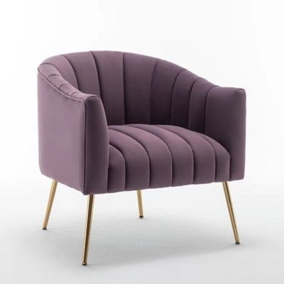 Murrow 1 Seater Fabric Sofa Metal Leg Comfortable Seating Ideal for Living Room-Purple
