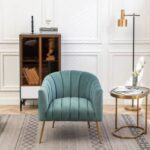 Murrow 1 Seater Fabric Sofa Metal Leg Comfortable Seating Ideal for Living Room-Turquoise