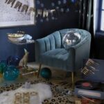 Murrow 1 Seater Fabric Sofa Metal Leg Comfortable Seating Ideal for Living Room-Turquoise