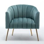 Murrow 1 Seater Fabric Sofa Metal Leg Comfortable Seating Ideal for Living Room-Turquoise