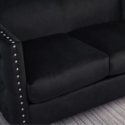 Shawn 2 Seater Fabric Sofa Wood Leg Comfortable Seating Ideal for Living Room - Black - Image 3