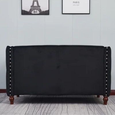 Shawn 2 Seater Fabric Sofa Wood Leg Comfortable Seating Ideal for Living Room - Black - Image 4