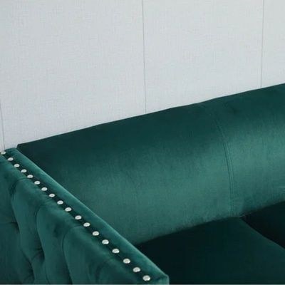 Shawn 2 Seater Fabric Sofa Wood Leg Comfortable Seating Ideal for Living Room - Green - Image 4