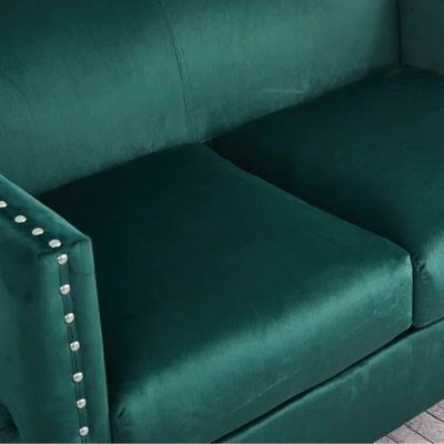 Shawn 2 Seater Fabric Sofa Wood Leg Comfortable Seating Ideal for Living Room - Green - Image 5