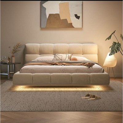 Elegant Classic Bed with LED Light With Spring Mattress Queen size 150*200