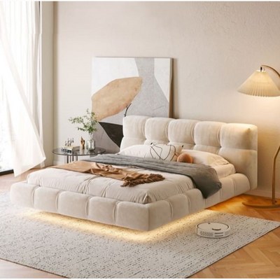 Elegant Classic Bed with LED Light With Spring Mattress Queen size 150*200 - Image 2