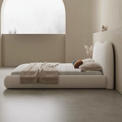 Light Modern Bed, Upholstered Fleece Fabric, High End Headboard for Bedroom - King Size 180*200 - Image 4