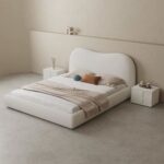 Light Modern Bed with Spring Mattress Upholstered Fleece Fabric High End Headboard for Bedroom - Super King Size 200*200