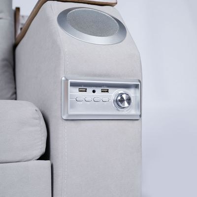 Extendable 2 in 1 Sofa Bed with Side Pockets, Bottom and Side Storage, USB Ports, Bluetooth and Speaker+ 150 cm Outside + Light Gray - Image 4