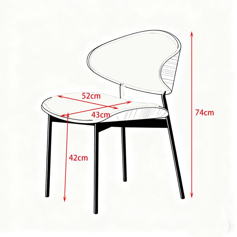 Maple Home Dining Chair,Leather Seat&Back,Wooden Patten,Black Metal Legs,Off-White - Image 4