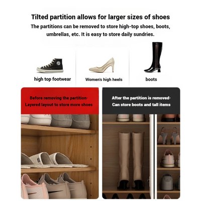 Shoe Cabinet Wooden Shoes Storage Cabinet, Shoe Rack Adjustable Layers Shelves Organizer with Doors and Drawers Durable Free Standing Cabinet for Bedroom Hallway Entryway Office - 160 cm - Image 5