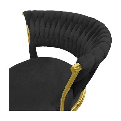 Maple Home Velvet Bar Stool Chair,Gold Metal Leg,Adjustable Height,Upholstered Back Seat,Black - Image 5