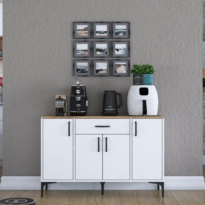 Home Canvas Bistro Multi-Storage Cabinet Sideboard White and Oak - Image 2