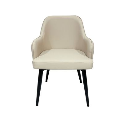 Maple Home Dining Chair Leather Curved Backrest Armrest Black Metal Legs Padded Seat Living Kitchen Office Restaurants Furniture - Image 2