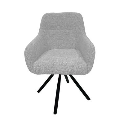 Maple Home Dining Chair Boucle Fabric 360°Swivel Rotating Lamb Wool Curved Backrest Armrest Black Metal Legs Living Kitchen Office Restaurants Furniture - Image 2