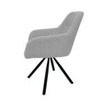 Maple Home Dining Chair Boucle Fabric 360°Swivel Rotating Lamb Wool Curved Backrest Armrest Black Metal Legs Living Kitchen Office Restaurants Furniture