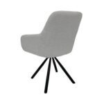 Maple Home Dining Chair Boucle Fabric 360°Swivel Rotating Lamb Wool Curved Backrest Armrest Black Metal Legs Living Kitchen Office Restaurants Furniture