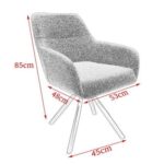 Maple Home Dining Chair Boucle Fabric 360°Swivel Rotating Lamb Wool Curved Backrest Armrest Black Metal Legs Living Kitchen Office Restaurants Furniture