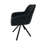 Maple Home Dining Chair Boucle Fabric 360°Swivel Rotating Lamb Wool Curved Backrest Armrest Black Metal Legs Living Kitchen Office Restaurants Furniture