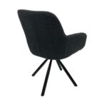 Maple Home Dining Chair Boucle Fabric 360°Swivel Rotating Lamb Wool Curved Backrest Armrest Black Metal Legs Living Kitchen Office Restaurants Furniture