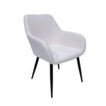 Maple Home Dining Chair Boucle Fabric Lamb Wool Curved Backrest Armrest Black Metal Legs Living Kitchen Office Restaurants Furniture