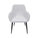 Maple Home Dining Chair Boucle Fabric Lamb Wool Curved Backrest Armrest Black Metal Legs Living Kitchen Office Restaurants Furniture