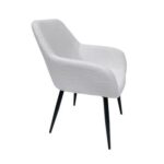 Maple Home Dining Chair Boucle Fabric Lamb Wool Curved Backrest Armrest Black Metal Legs Living Kitchen Office Restaurants Furniture