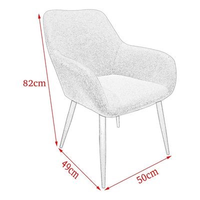 Maple Home Dining Chair Boucle Fabric Lamb Wool Curved Backrest Armrest Black Metal Legs Living Kitchen Office Restaurants Furniture - Image 5
