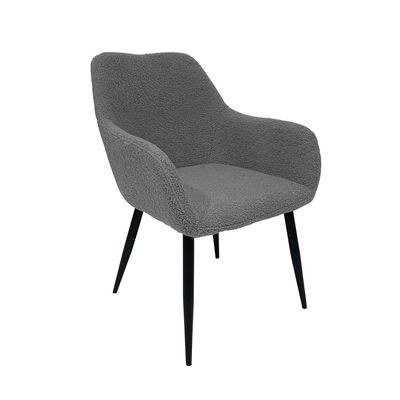 Maple Home Dining Chair Boucle Fabric Lamb Wool Curved Backrest Armrest Black Metal Legs Living Kitchen Office Restaurants Furniture