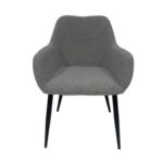 Maple Home Dining Chair Boucle Fabric Lamb Wool Curved Backrest Armrest Black Metal Legs Living Kitchen Office Restaurants Furniture