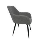 Maple Home Dining Chair Boucle Fabric Lamb Wool Curved Backrest Armrest Black Metal Legs Living Kitchen Office Restaurants Furniture