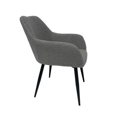 Maple Home Dining Chair Boucle Fabric Lamb Wool Curved Backrest Armrest Black Metal Legs Living Kitchen Office Restaurants Furniture - Image 3