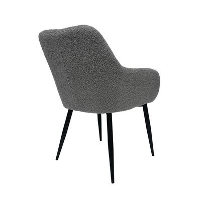 Maple Home Dining Chair Boucle Fabric Lamb Wool Curved Backrest Armrest Black Metal Legs Living Kitchen Office Restaurants Furniture - Image 4