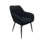 Maple Home Dining Chair Boucle Fabric Lamb Wool Curved Backrest Armrest Black Metal Legs Living Kitchen Office Restaurants Furniture