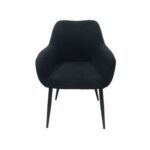 Maple Home Dining Chair Boucle Fabric Lamb Wool Curved Backrest Armrest Black Metal Legs Living Kitchen Office Restaurants Furniture