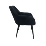 Maple Home Dining Chair Boucle Fabric Lamb Wool Curved Backrest Armrest Black Metal Legs Living Kitchen Office Restaurants Furniture