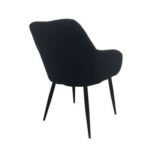 Maple Home Dining Chair Boucle Fabric Lamb Wool Curved Backrest Armrest Black Metal Legs Living Kitchen Office Restaurants Furniture