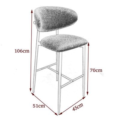 Maple Home High Bar Chair Dining Stool Fabric Curved Backrest Metal Frame Footrest Counter Seat Comfortable living kitchen cafe Restaurant Furniture - Image 5