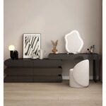 Dressing Table, Black Vanity Table with Mirror and Chair, Spacious Storage Drawers Cabinet, Makeup Organiser Table for Bedroom Dresser Room Women's Makeup Vanity - Black